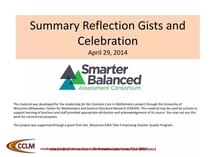 summary reflection gists and celebration april 29 2014