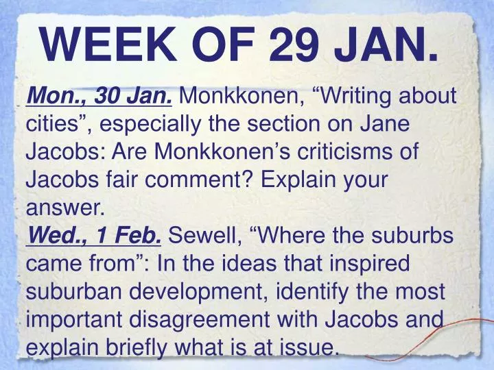 week of 29 jan