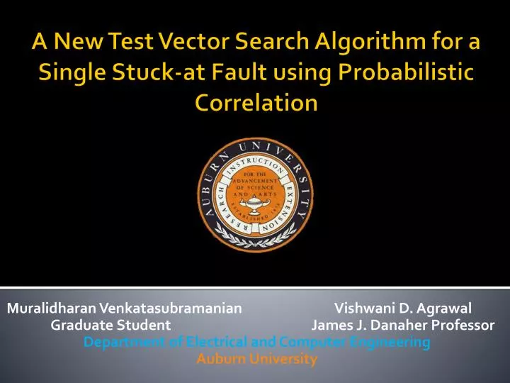 a new test vector search algorithm for a single stuck at fault using probabilistic correlation