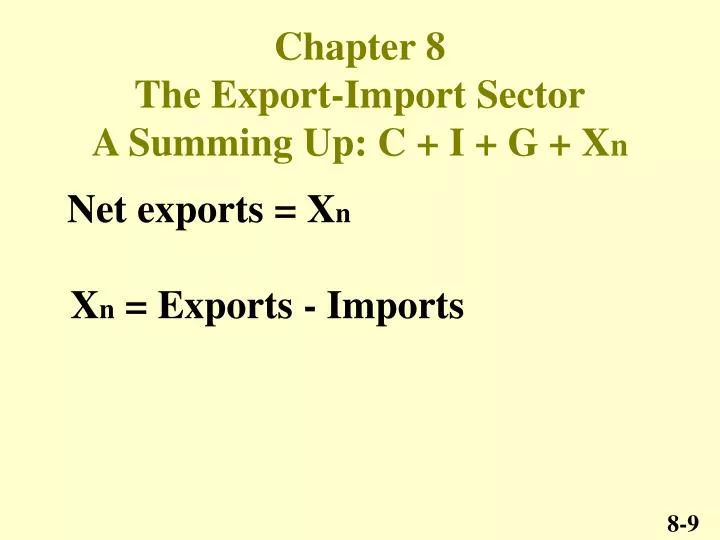 chapter 8 the export import sector a summing up c i g x n