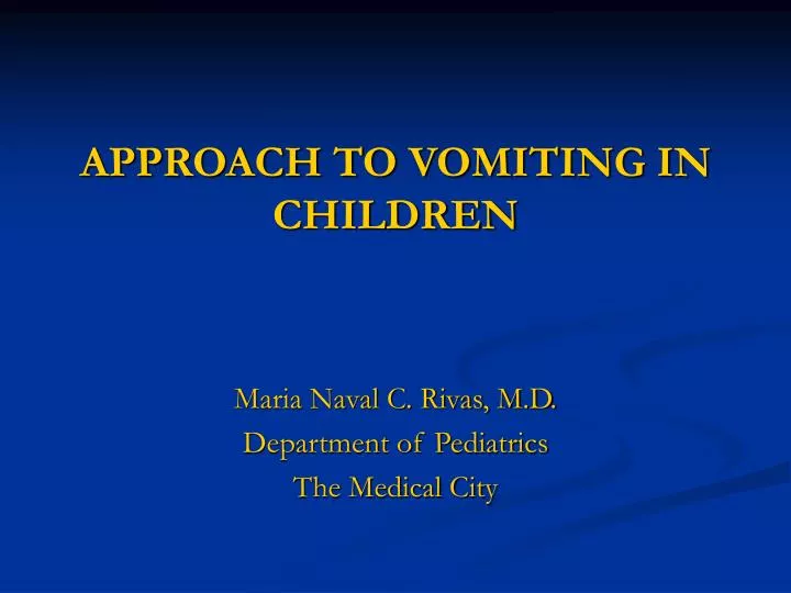 approach to vomiting in children