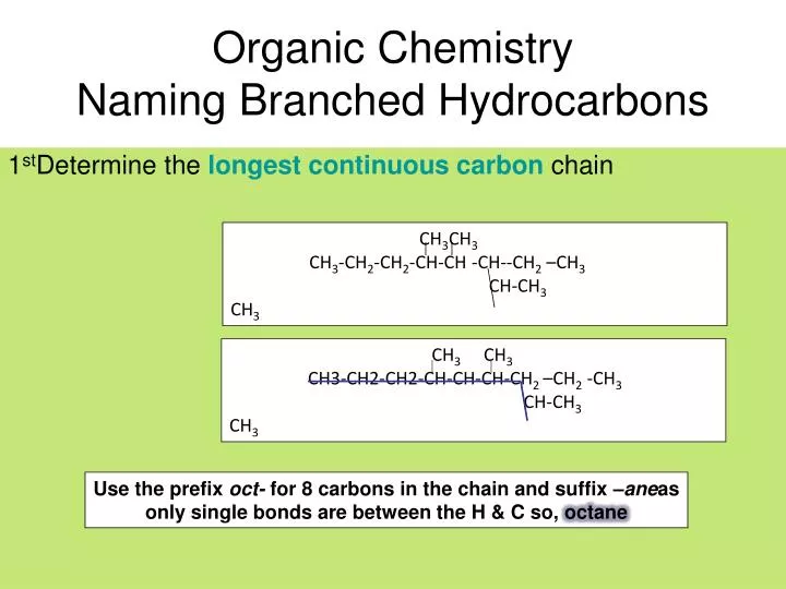 organic chemistry naming branched hydrocarbons