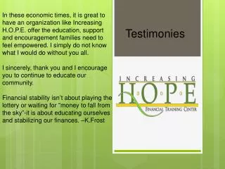 Testimonies