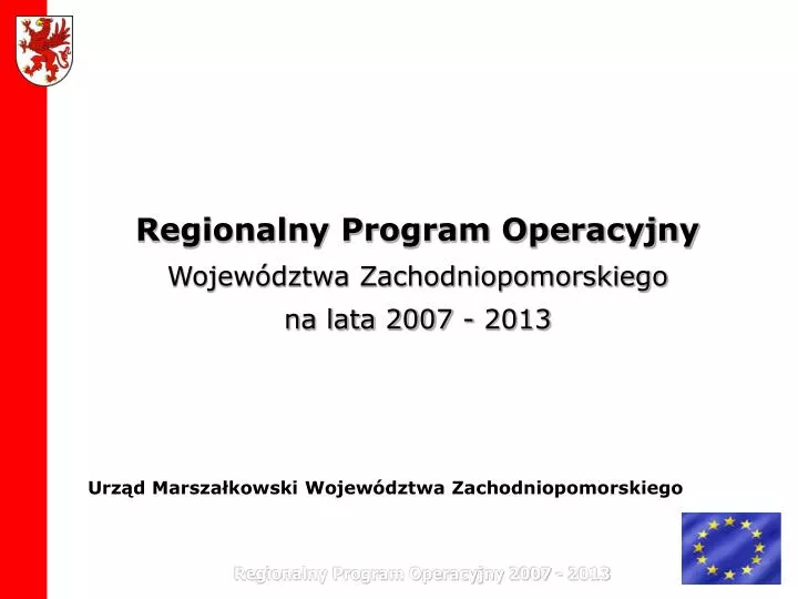 regionalny program operacyjny wojew dztwa zachodniopomorskiego na lata 2007 2013