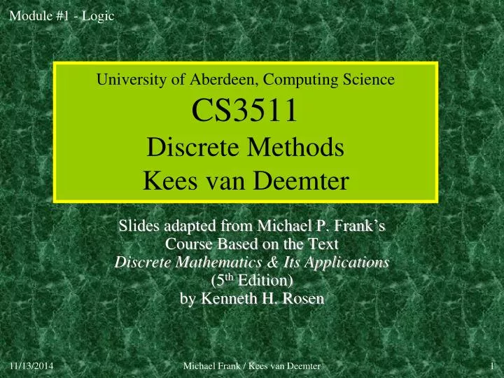 university of aberdeen computing science cs3511 discrete methods kees van deemter