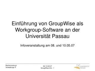 einf hrung von groupwise als workgroup software an der universit t passau