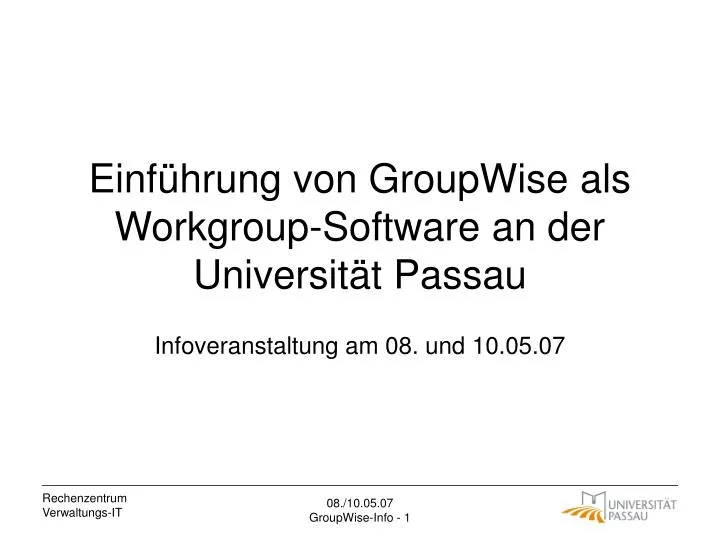 einf hrung von groupwise als workgroup software an der universit t passau