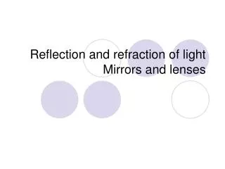 Reflection and refraction of light Mirrors and lenses