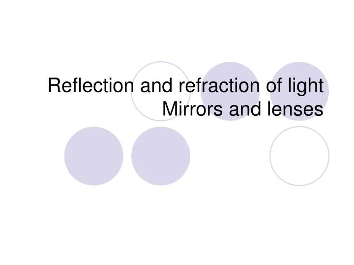 reflection and refraction of light mirrors and lenses