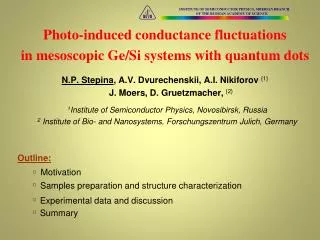 Photo-induced conductance fluctuations in mesoscopic Ge /Si systems with quantum dots
