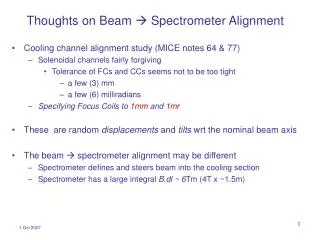 Thoughts on Beam ? Spectrometer Alignment