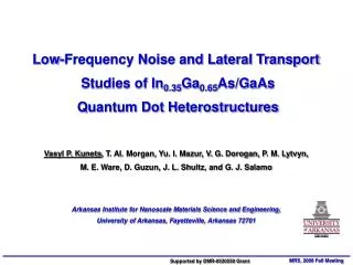 Low-Frequency Noise and Lateral Transport Studies of In 0.35 Ga 0.65 As/GaAs