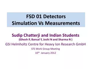 FSD 01 Detectors Simulation Vs Measurements