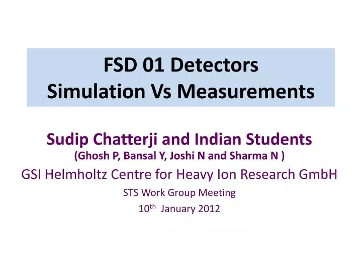 fsd 01 detectors simulation vs measurements