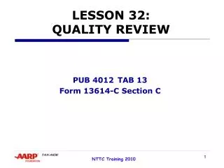LESSON 32: QUALITY REVIEW