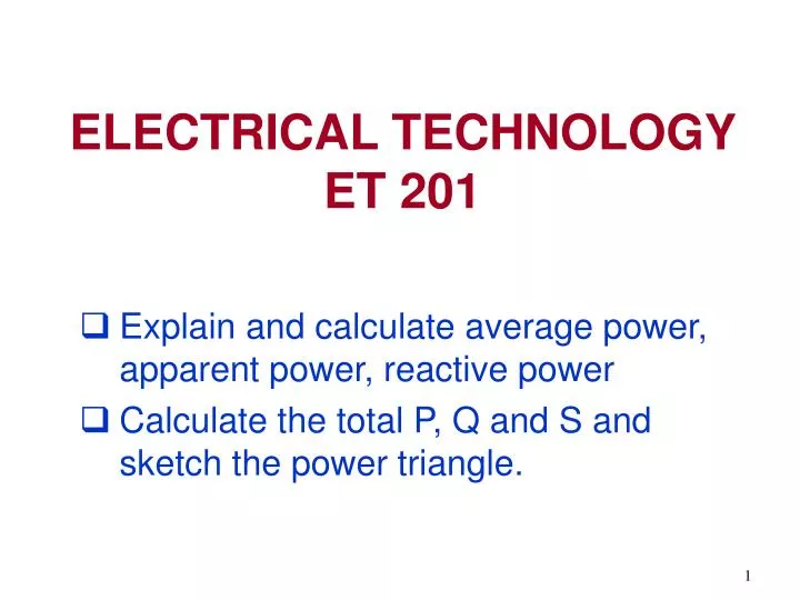 electrical technology et 201