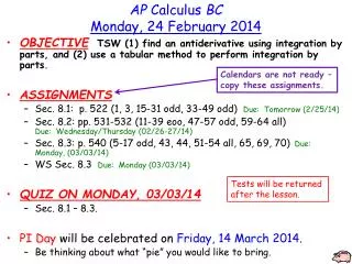 AP Calculus BC Monday, 24 February 2014
