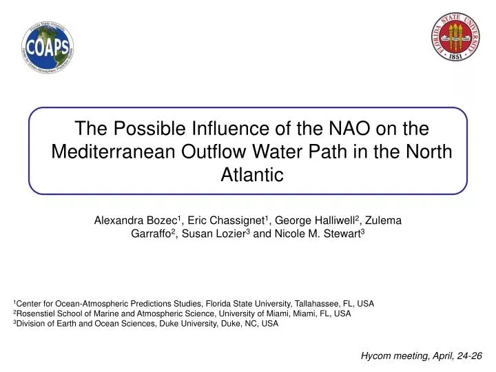 the possible influence of the nao on the mediterranean outflow water path in the north atlantic