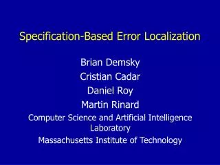 Specification-Based Error Localization