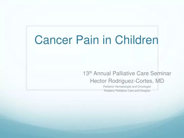 cancer pain in children