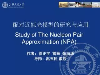 study of the nucleon pair approximation npa