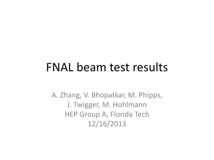fnal beam test results