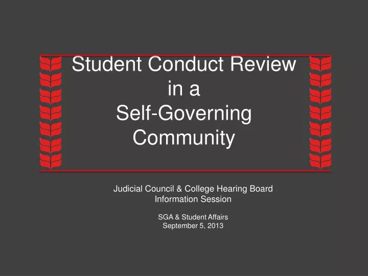 student conduct review in a self governing community