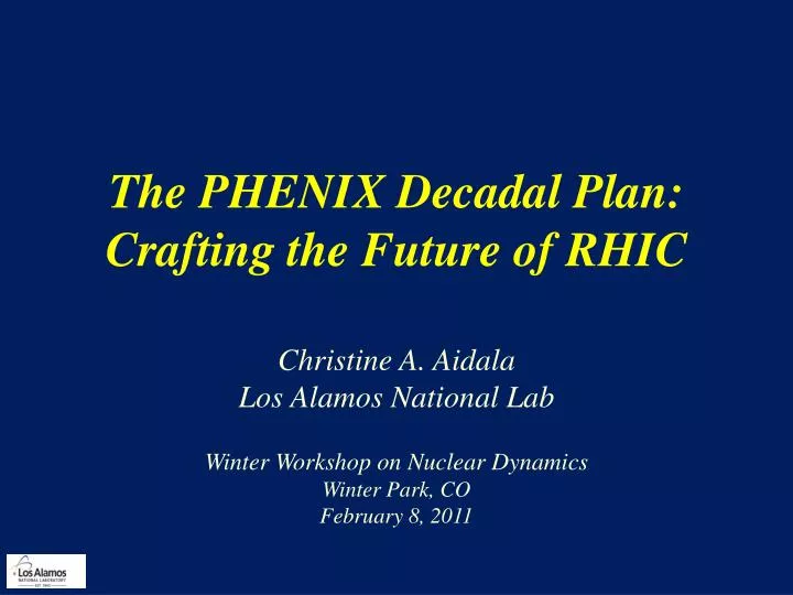 the phenix decadal plan crafting the future of rhic