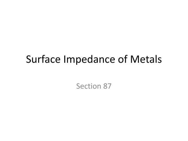 surface impedance of metals