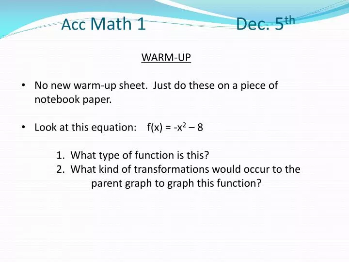 acc math 1 dec 5 th