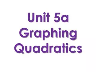 Unit 5a Graphing Quadratics