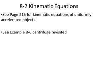 8-2 Kinematic Equations