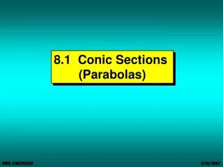 8.1 Conic Sections (Parabolas)