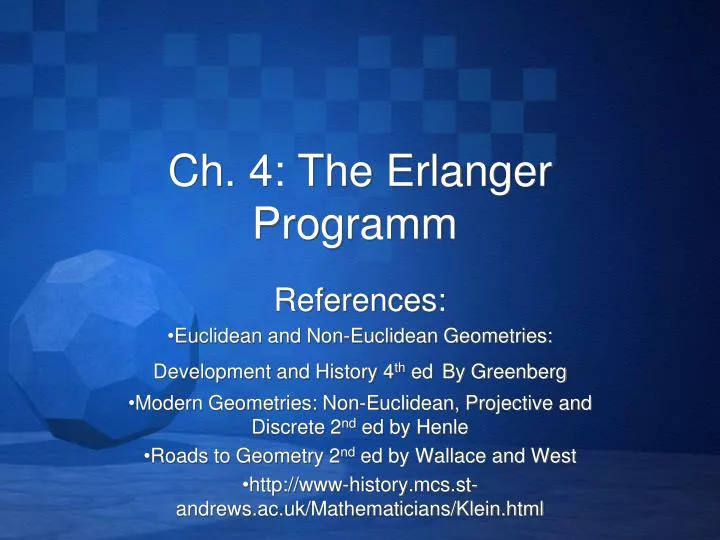 ch 4 the erlanger programm
