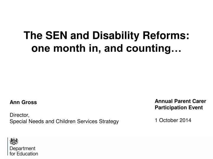 t he sen and disability reforms o ne month in and counting