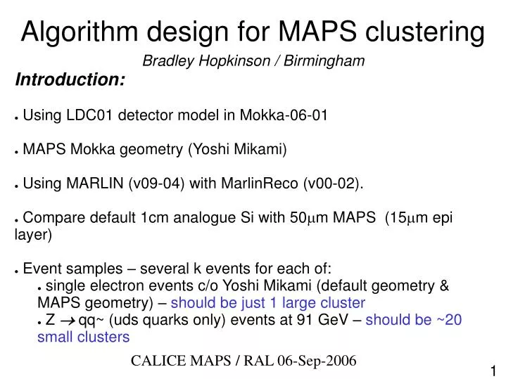 algorithm design for maps clustering