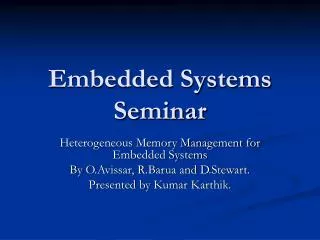 Embedded Systems Seminar
