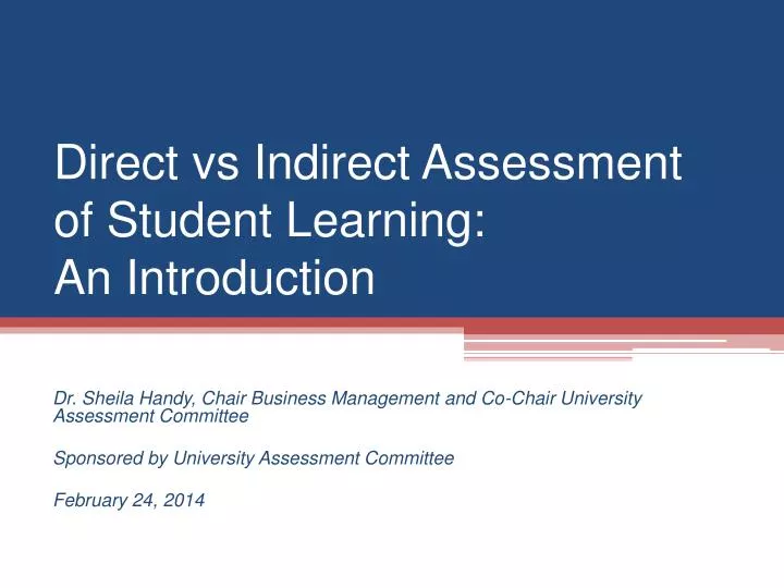 direct vs indirect assessment of student learning an introduction