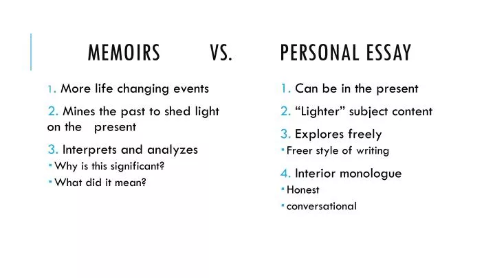 what is the difference between personal essay and memoir