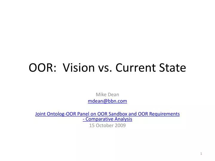 oor vision vs current state