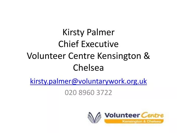 kirsty palmer chief executive volunteer centre kensington chelsea