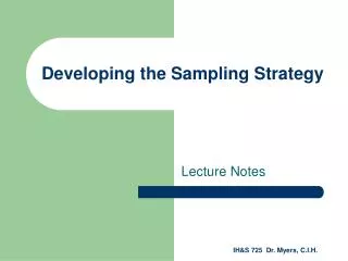 Developing the Sampling Strategy