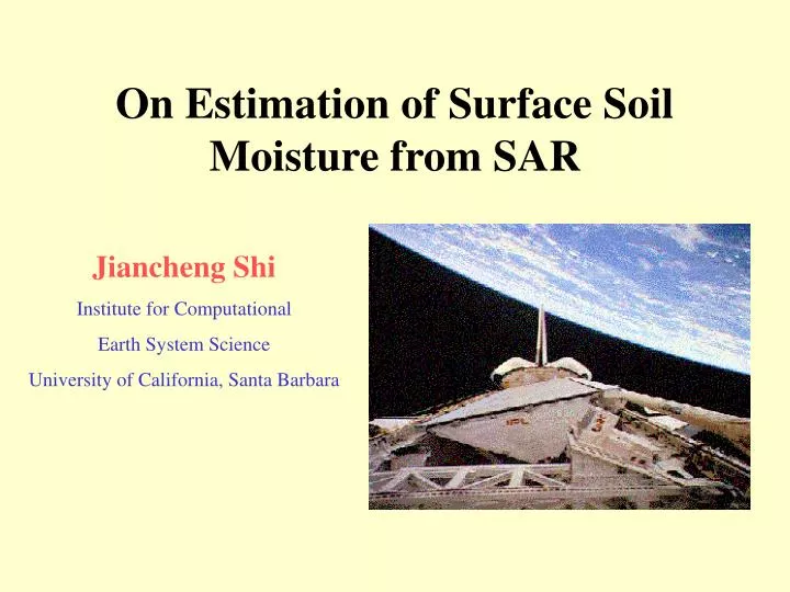 on estimation of surface soil moisture from sar