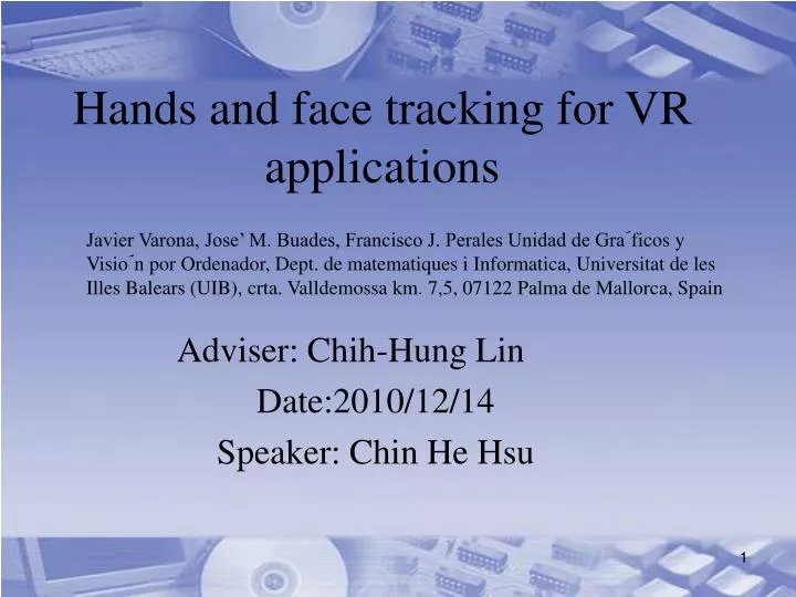 hands and face tracking for vr applications