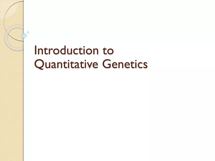 introduction to quantitative genetics