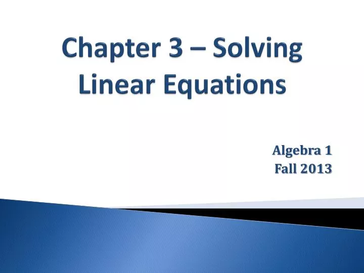 chapter 3 solving linear equations