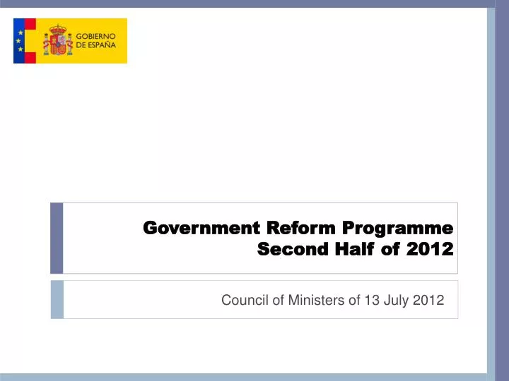 government reform programme second half of 2012