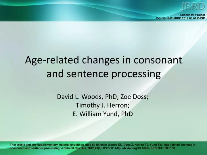 age related changes in consonant and sentence processing