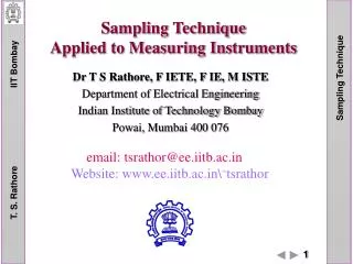 Sampling Technique Applied to Measuring Instruments