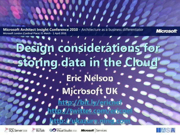 design considerations for storing data in the cloud